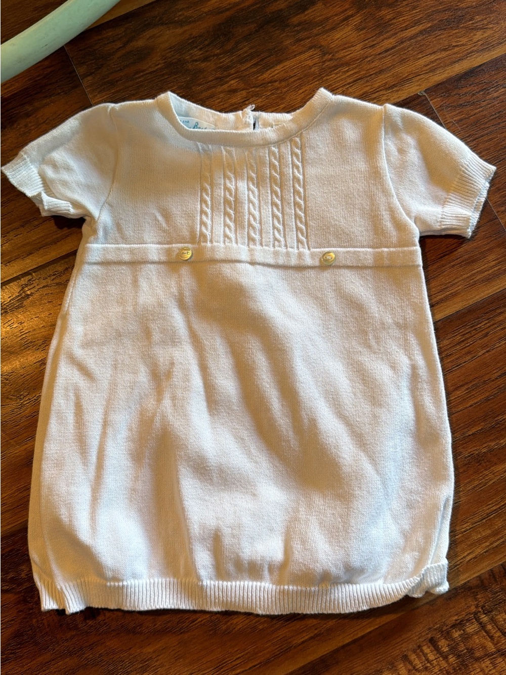 Classic Cream Knit Baby One-Piece with Button Detail